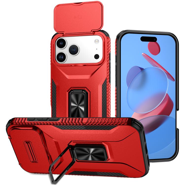 For iPhone 17 Pro Max Sliding Camshield Holder Phone Case(Red)