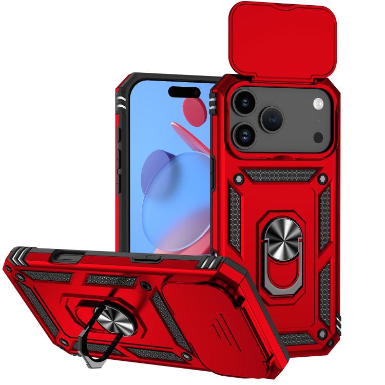 For iPhone 17 Pro Max Sliding Camshield Holder Phone Case(Red)
