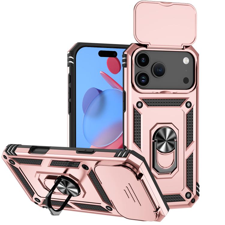 For iPhone 17 Pro Max Sliding Camshield Holder Phone Case(Rose Gold)