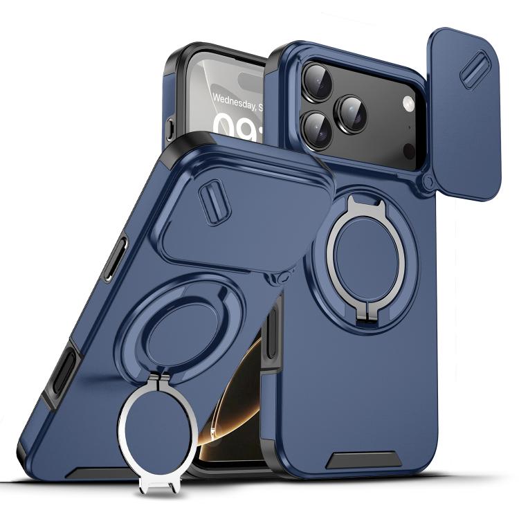 For iPhone 17 Pro Max Sliding Camshield Ring Holder Phone Case(Blue)