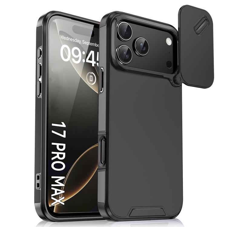 For iPhone 17 Pro Max Sliding Camshield TPU + PC Phone Case(Black)