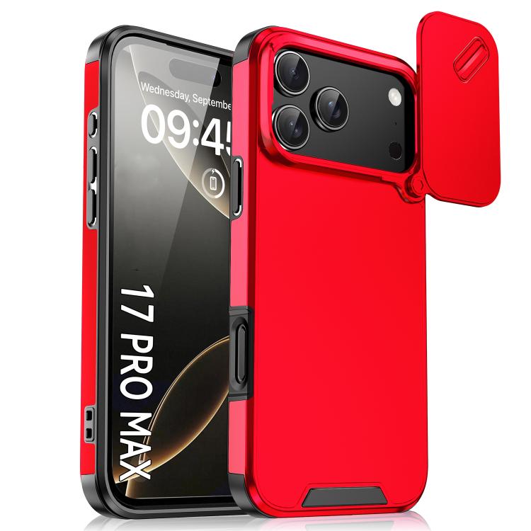 For iPhone 17 Pro Max Sliding Camshield TPU + PC Phone Case(Red)