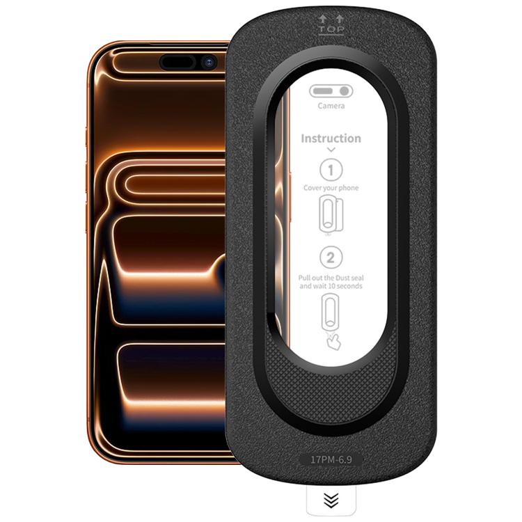 For iPhone 17 Pro Max Smooth Anti-Fingerprint Easy Install Dust-Free Box HD Tempered Glass Film