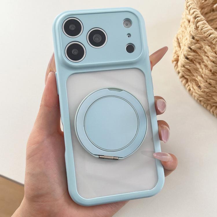 For iPhone 17 Pro Max Soft-Color Acrylic 360 Rotation Holder Phone Case(Blue)