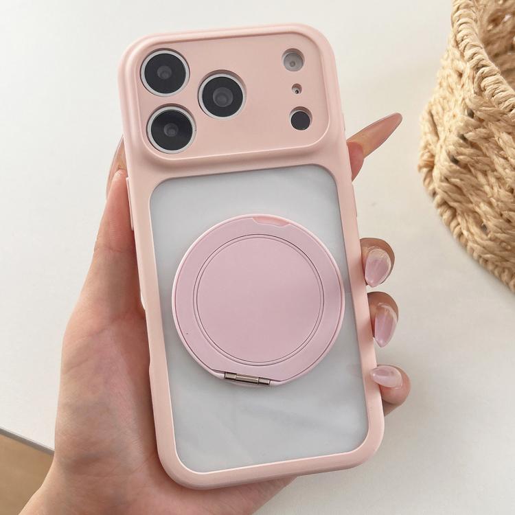 For iPhone 17 Pro Max Soft-Color Acrylic 360 Rotation Holder Phone Case(Pink)