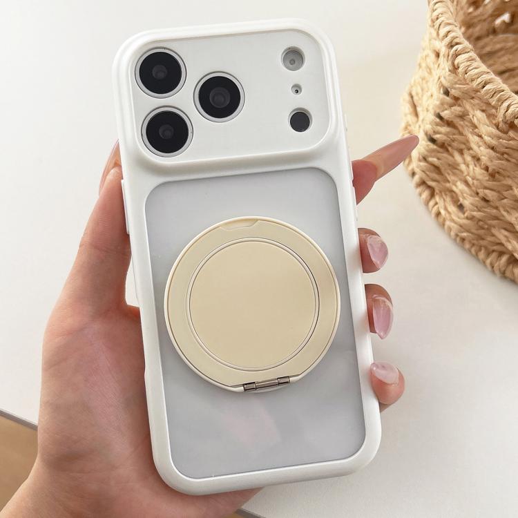 For iPhone 17 Pro Max Soft-Color Acrylic 360 Rotation Holder Phone Case(White)