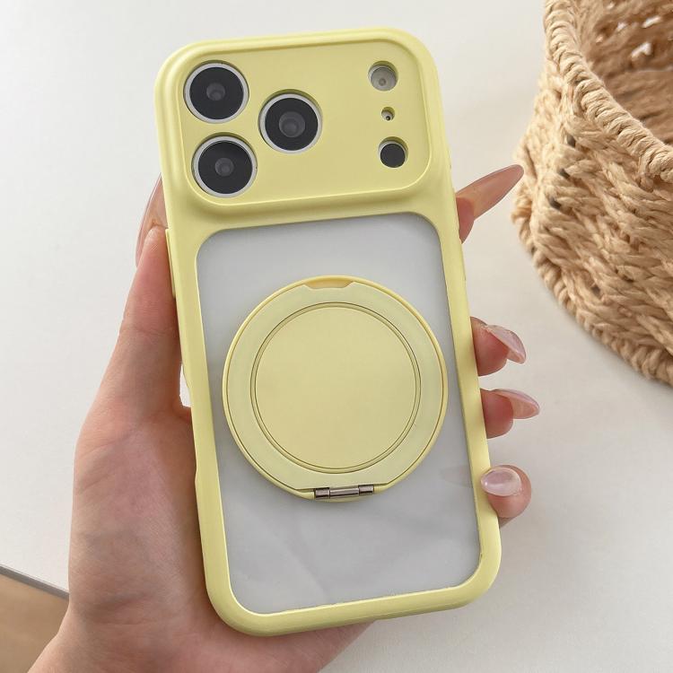 For iPhone 17 Pro Max Soft-Color Acrylic 360 Rotation Holder Phone Case(Yellow)