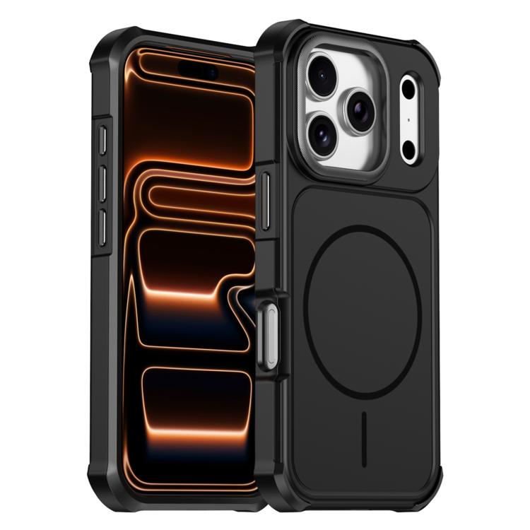 For iPhone 17 Pro Max Solid Color 2 in 1 Magnetic Airbag Shockproof Phone Case(Black)