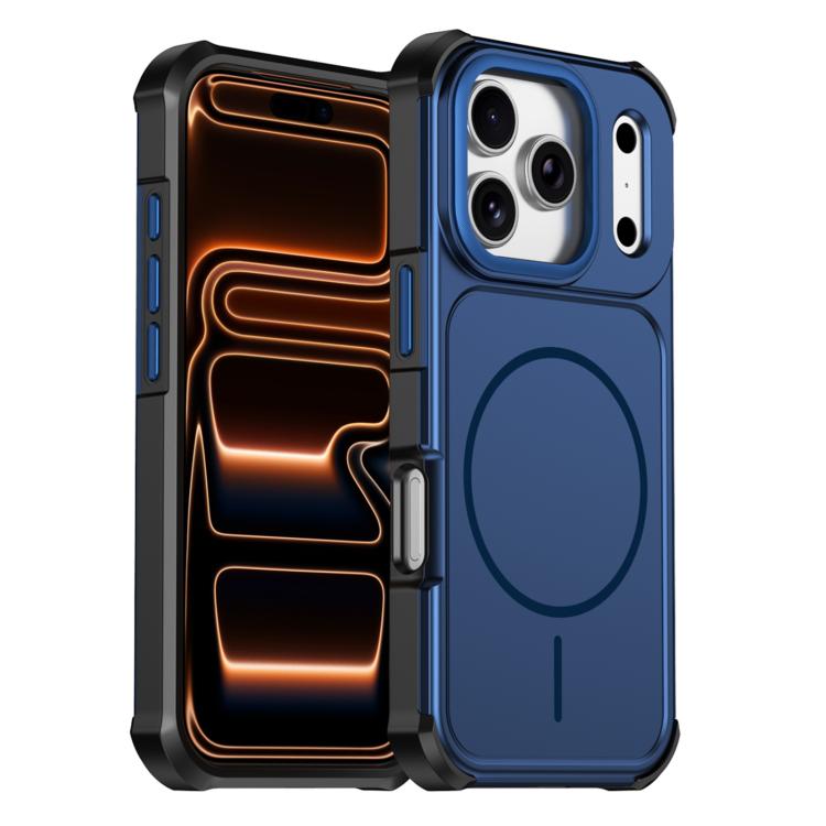 For iPhone 17 Pro Max Solid Color 2 in 1 Magnetic Airbag Shockproof Phone Case(Blue)