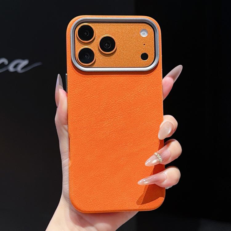 For iPhone 17 Pro Max Solid Color Full Coverage Leather Magnetic Phone Case(Orange)