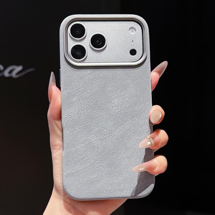 For iPhone 17 Pro Max Solid Color Full Coverage Leather Magnetic Phone Case(Silver)