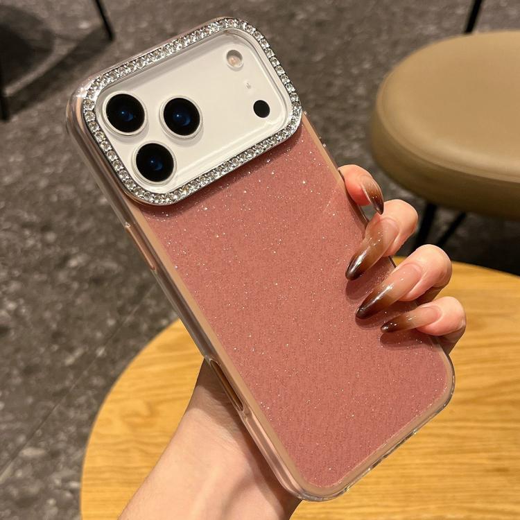 For iPhone 17 Pro Max Solid Color Glitter & Rhinestone Design Phone Case(Silver)
