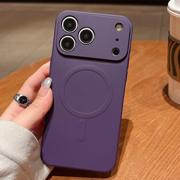 For iPhone 17 Pro Max Solid Color Liquid Silicone MagSafe Magnetic Phone Case(Dark Purple)