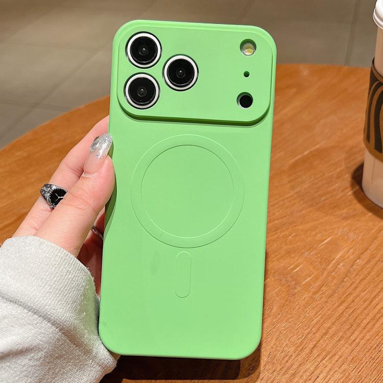 For iPhone 17 Pro Max Solid Color Liquid Silicone MagSafe Magnetic Phone Case(Matcha Green)