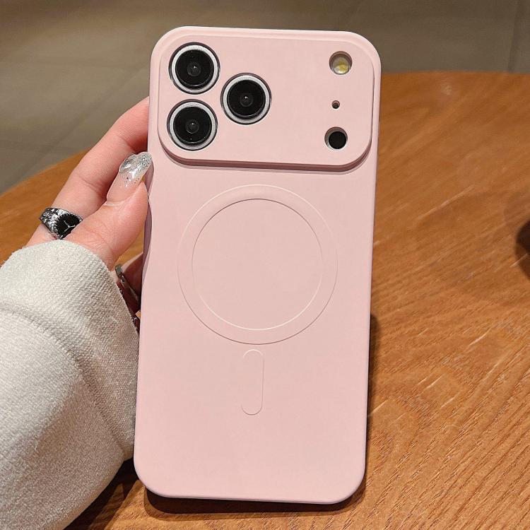 For iPhone 17 Pro Max Solid Color Liquid Silicone MagSafe Magnetic Phone Case(Pink)