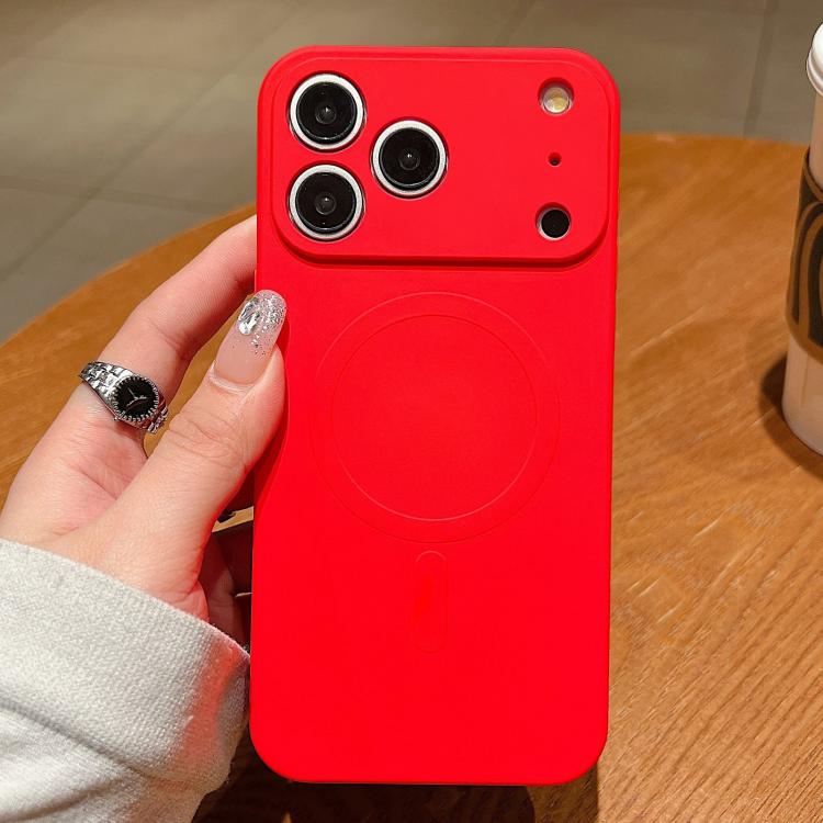 For iPhone 17 Pro Max Solid Color Liquid Silicone MagSafe Magnetic Phone Case(Red)