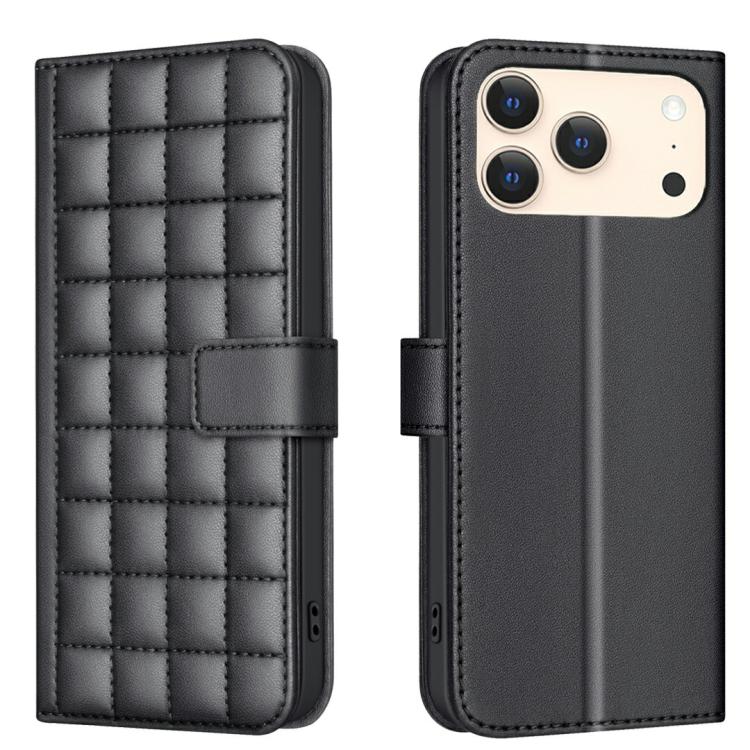For iPhone 17 Pro Max Square Texture Leather Phone Case(Black)