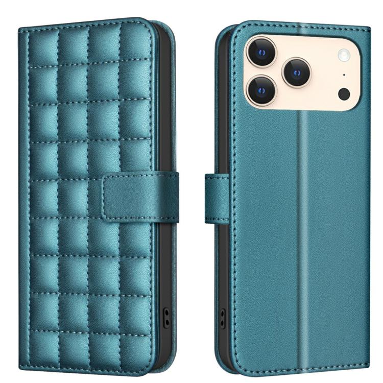 For iPhone 17 Pro Max Square Texture Leather Phone Case(Green)