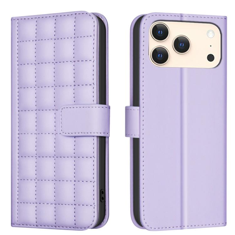 For iPhone 17 Pro Max Square Texture Leather Phone Case(Purple)