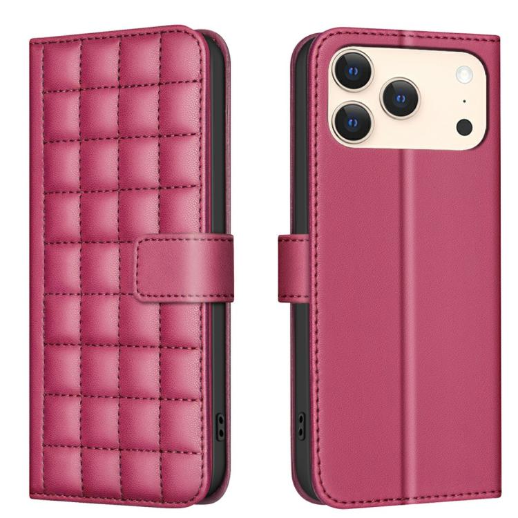 For iPhone 17 Pro Max Square Texture Leather Phone Case(Red)