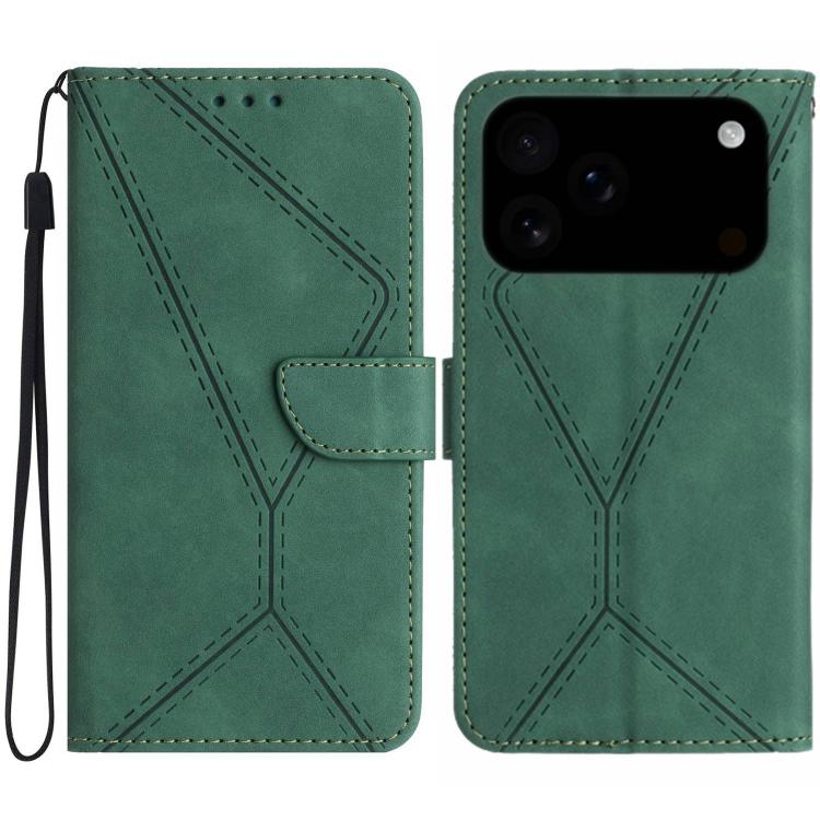 For iPhone 17 Pro Max Stitching Embossed Leather Phone Case(Green)