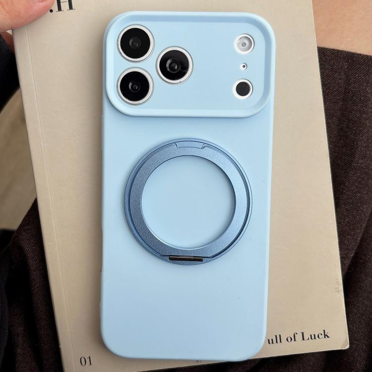 For iPhone 17 Pro Max Stress Relief Holder Magnetic Fine Hole Silicone Phone Case(Blue)