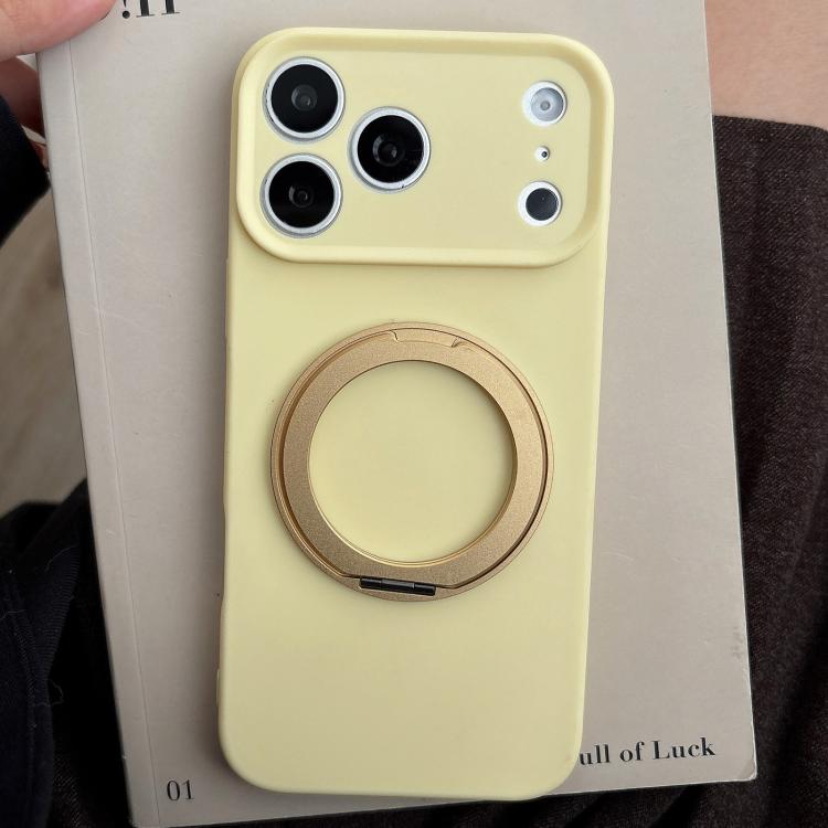 For iPhone 17 Pro Max Stress Relief Holder Magnetic Fine Hole Silicone Phone Case(Yellow)