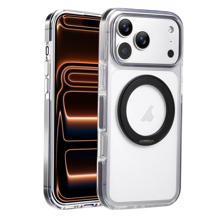 For iPhone 17 Pro Max Stress Relief Holder Magnetic Phone Case(Black)