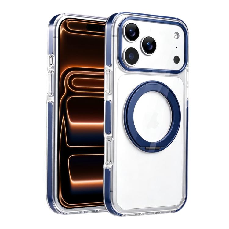 For iPhone 17 Pro Max Stress Relief Holder Magnetic Phone Case(Dark Blue)