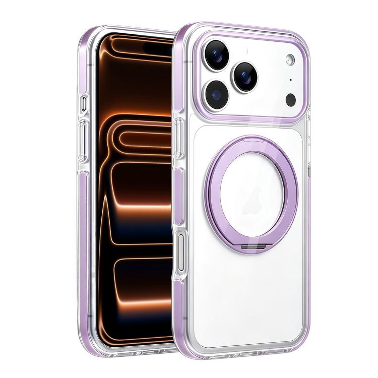 For iPhone 17 Pro Max Stress Relief Holder Magnetic Phone Case(Purple)