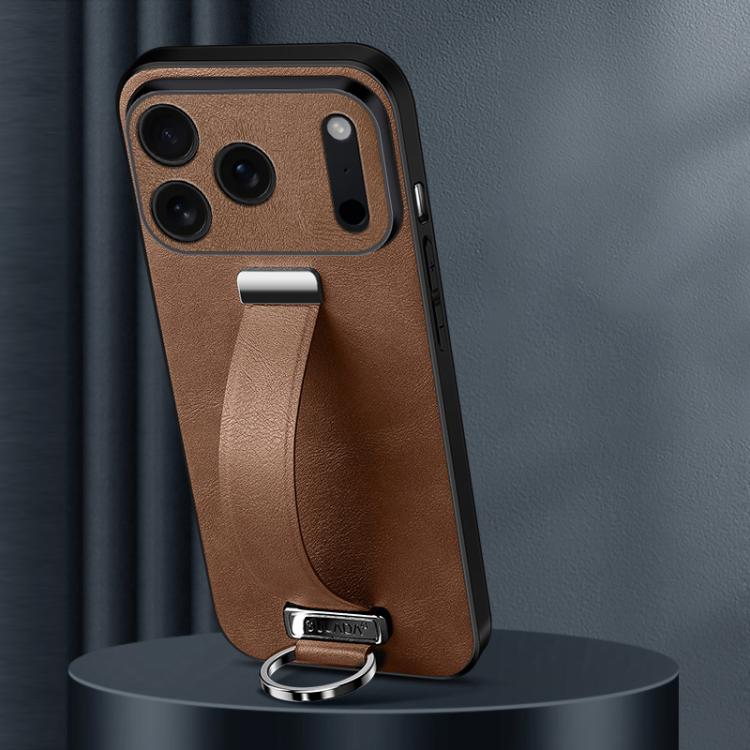 For iPhone 17 Pro Max SULADA Tide Cool Series PC Hybrid Leather Texture Skin Feel Phone Case(Brown)