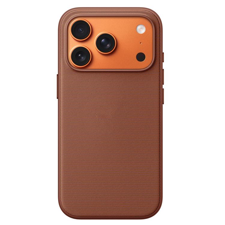 For iPhone 17 Pro Max Tech Fabric Texture PC Magnetic Phone Case with AI Camera Button(Ochre Brown)