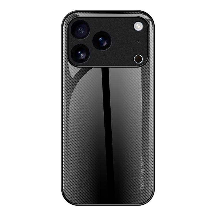 For iPhone 17 Pro Max Texture Gradient Glass TPU Phone Case(Black)