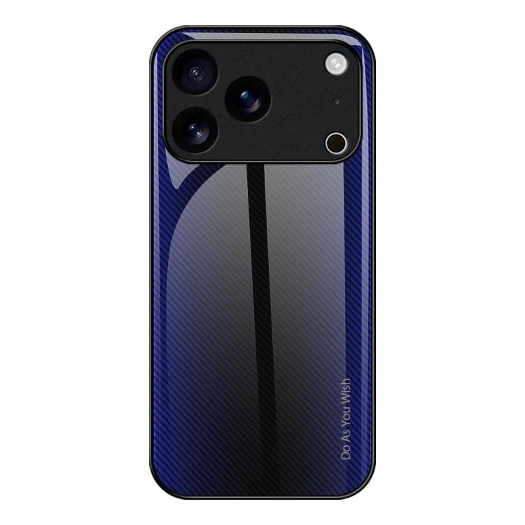 For iPhone 17 Pro Max Texture Gradient Glass TPU Phone Case(Dark Blue)