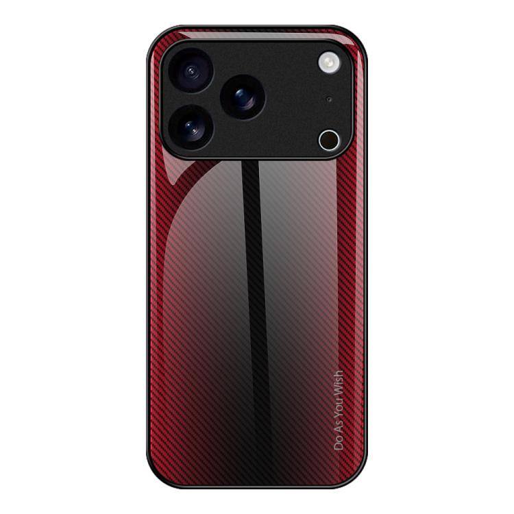 For iPhone 17 Pro Max Texture Gradient Glass TPU Phone Case(Red)