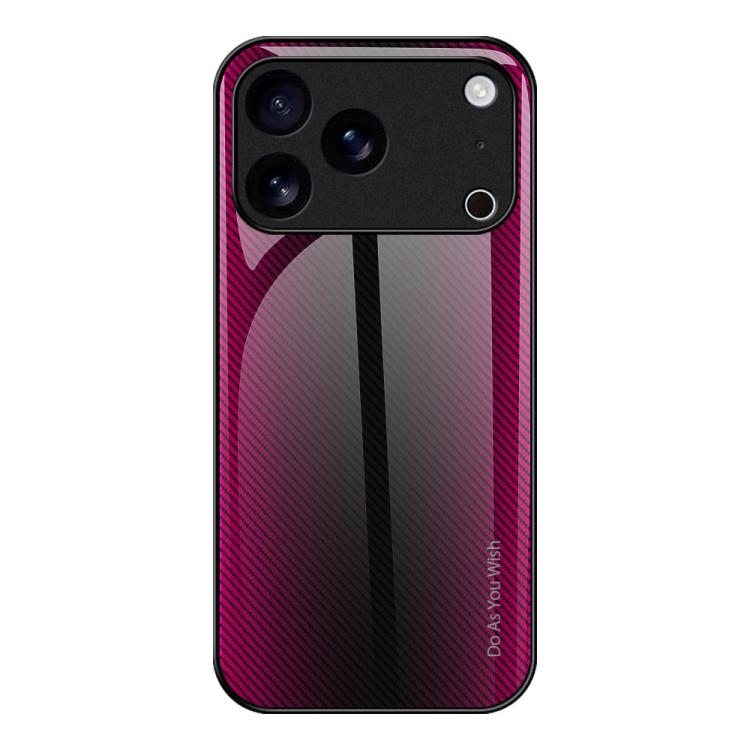 For iPhone 17 Pro Max Texture Gradient Glass TPU Phone Case(Rose Red)