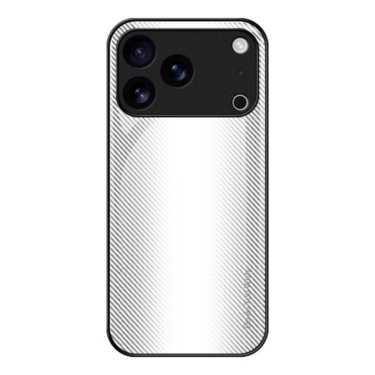 For iPhone 17 Pro Max Texture Gradient Glass TPU Phone Case(White)