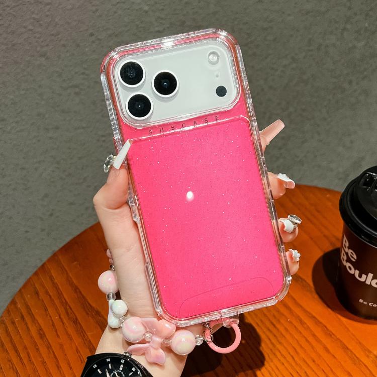 For iPhone 17 Pro Max TPU + PC + Glitter Sequins Full Coverage Phone Case with Bracelet(Red)