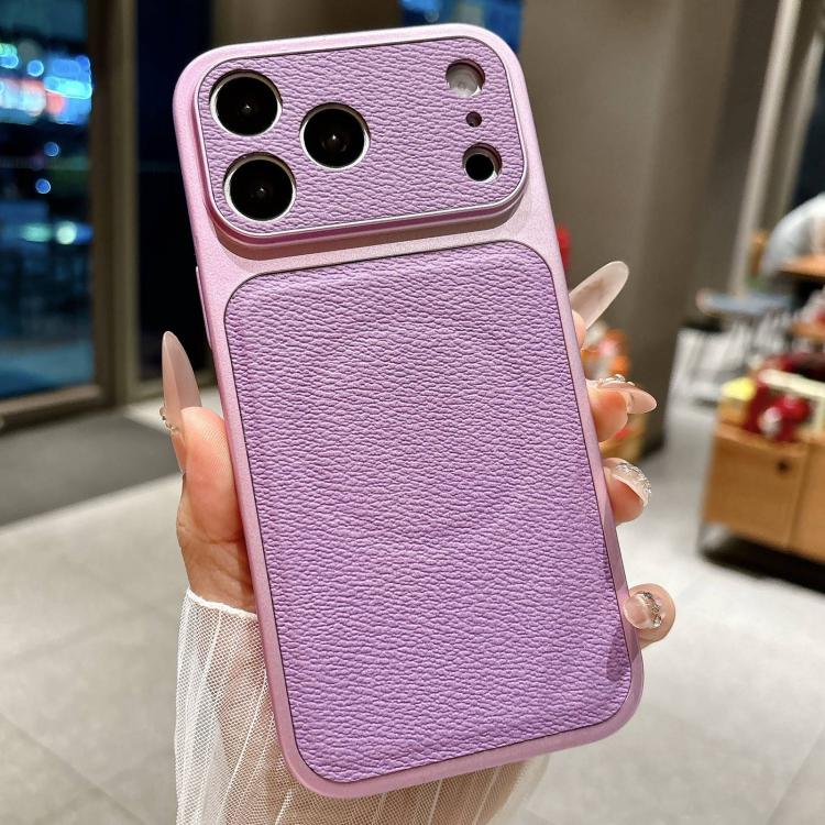 For iPhone 17 Pro Max Transforms Into 17 Large Window Litchi Texture Magnetic Phone Case(Purple)
