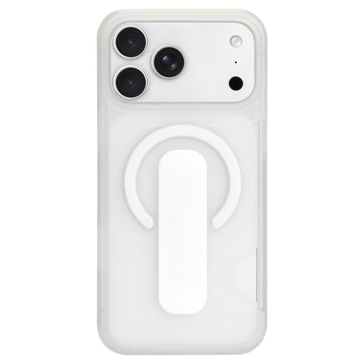 For iPhone 17 Pro Max Translucent Holder Card Slot Magnetic Phone Case(White)