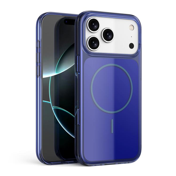 For iPhone 17 Pro Max Translucent PC Magnetic Shockproof Phone Case(Blue)