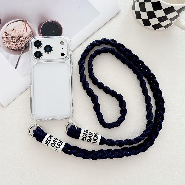 For iPhone 17 Pro Max Transparent Acrylic Shockproof Phone Case with Crossbody Lanyard(Blue)