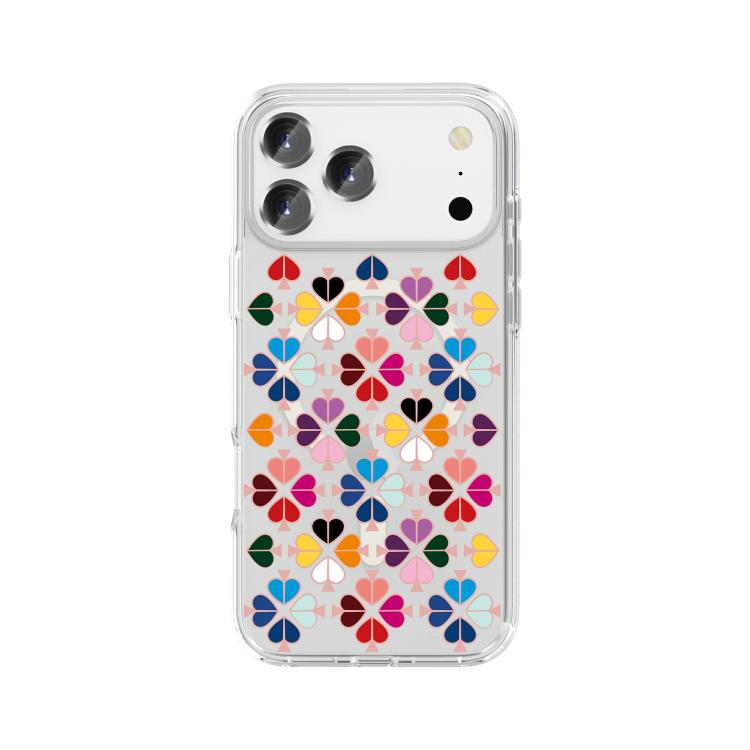 For iPhone 17 Pro Max Transparent Crystal Red Heart Pattern Magnetic Phone Case(Transparent)