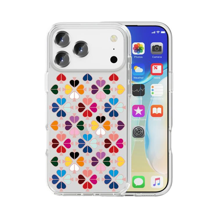 For iPhone 17 Pro Max Transparent Crystal Red Heart Pattern Phone Case(Transparent)