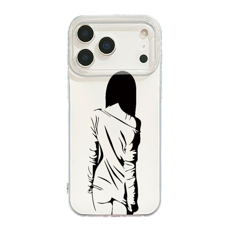 For iPhone 17 Pro Max Transparent Frame IMD Cream Phone Case(Line Back View)