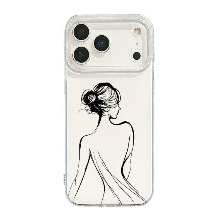 For iPhone 17 Pro Max Transparent Frame IMD Cream Phone Case(Line Beautiful Back)