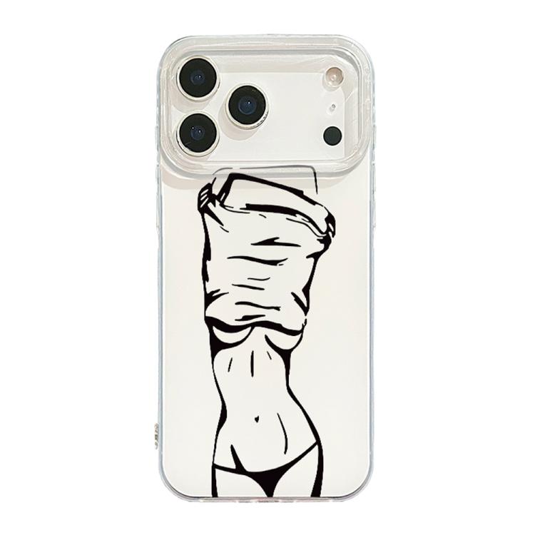 For iPhone 17 Pro Max Transparent Frame IMD Cream Phone Case(Line Girl)