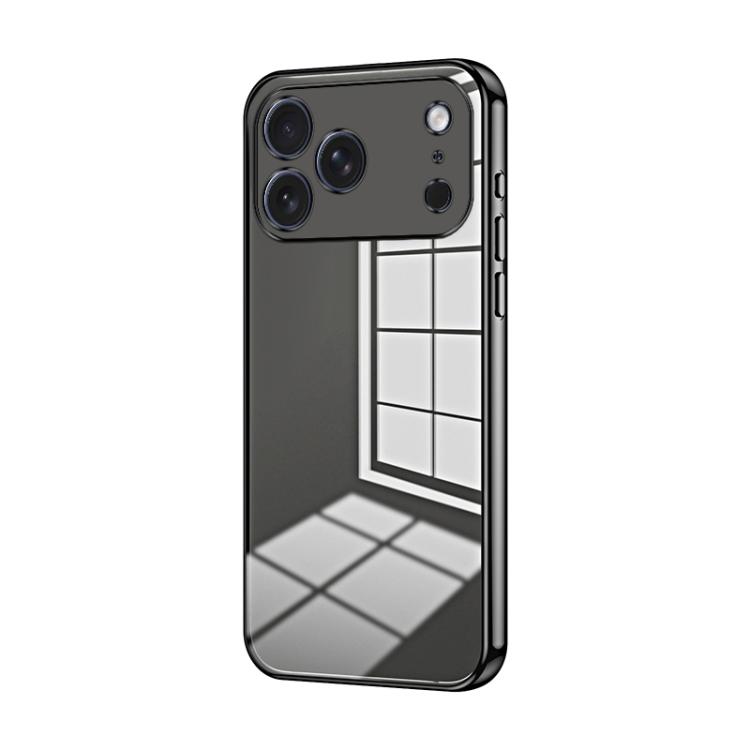 For iPhone 17 Pro Max Transparent Plating Fine Hole Phone Case(Black)