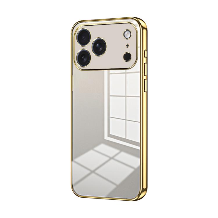 For iPhone 17 Pro Max Transparent Plating Fine Hole Phone Case(Gold)