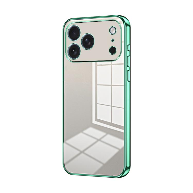 For iPhone 17 Pro Max Transparent Plating Fine Hole Phone Case(Green)